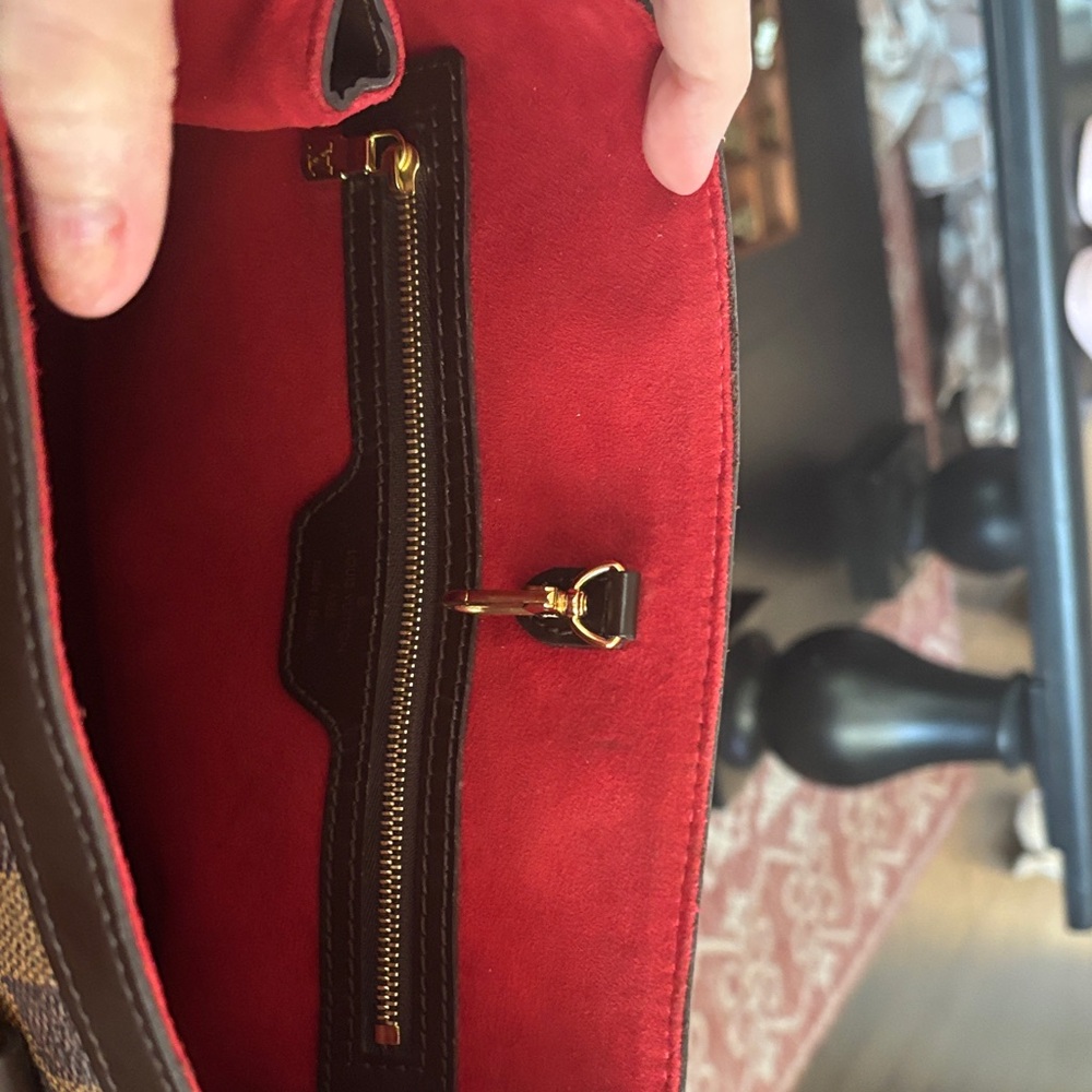 Louis Vuitton Brown Damier Ebene Tote with Red Interior - Picture 11 of 16